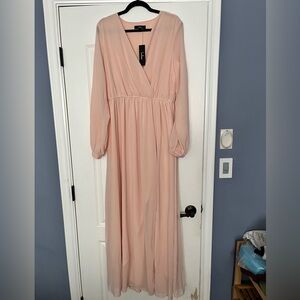 Lulu’s Blush Pink Sheer Maxi Dress